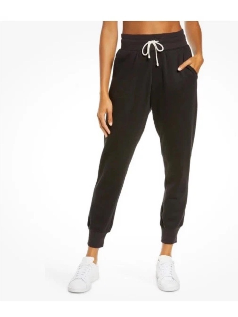Zella Cali Black Drawstring Fleece Jogger Pants